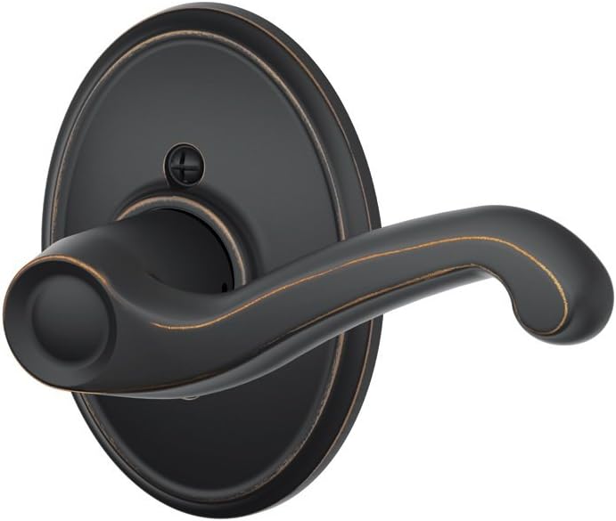 SCHLAGE Flair Right Handed Lever with Wakefield Trim Non-Turning Lock, Aged Bronze (F170 FLA 716 WKF RH)
