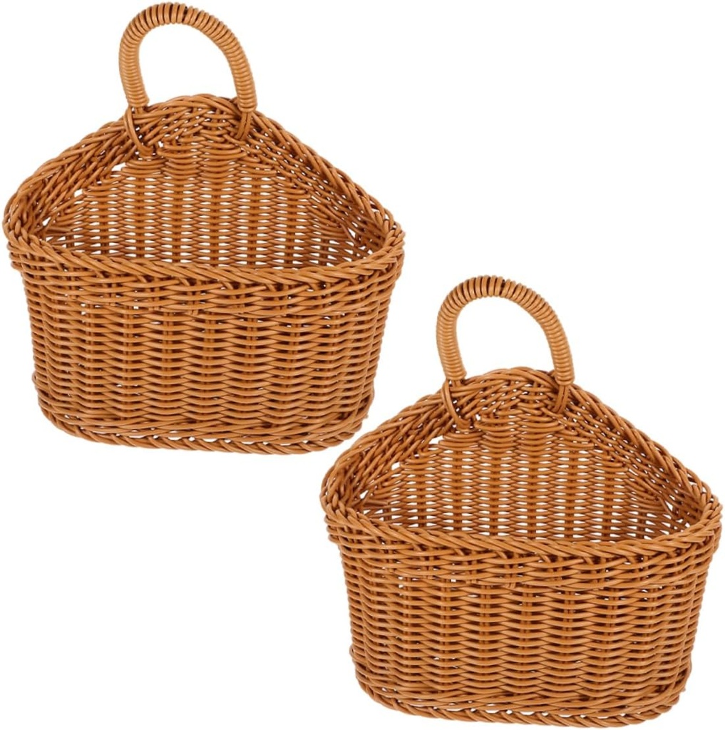 BESPORTBLE 2pcs Hand Woven Wall Storage Basket Rustic Chic Hanging Basket for Kitchen Organization Plastic for Vegetables and Flowers Easy to Clean