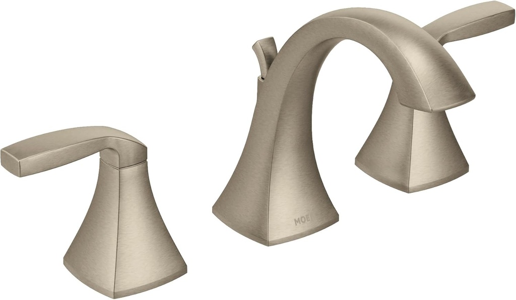 Moen Voss Brushed Nickel Contemporary Two-Handle Widespread Bathroom Sink Faucet Trim Kit for Adjustable 3-Hole Installations, Valve Required, T6905BN