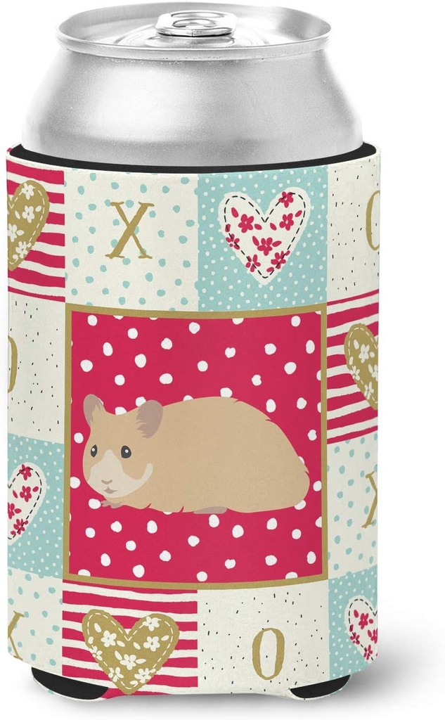 Caroline's Treasures CK5443CC Syrian Golden Hamster Love Can or Bottle Hugger, Red Cooler Washable Drink Sleeve Collapsible Beverage Insulated Holder, Can Hugger, Multicolor