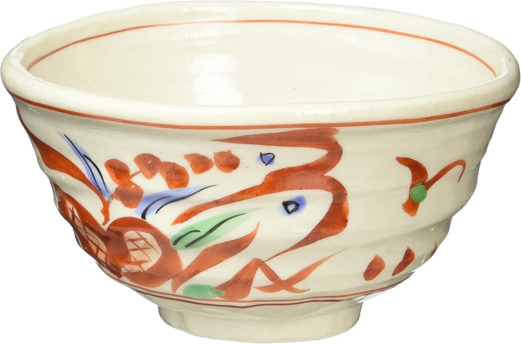 Set of 3 Multi-Purpose Bowls, Red Painting Manen Calendar Modified Small Bowl, 5.1 x 4.9 x 2.7 inches (13 x 12.5 x 6.8 cm), Japanese Tableware, Sake Cup, Restaurant, Inn, Commercial Use