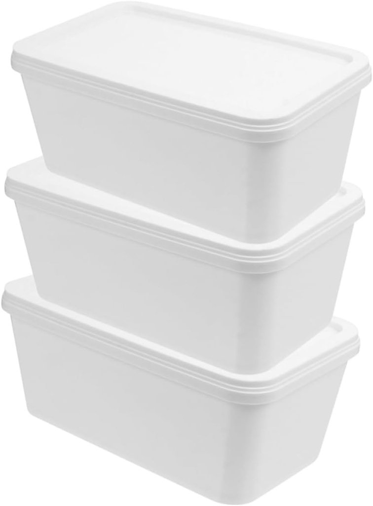 Portable Ice Cream Box 3pc Storage Containers for Freezer Ice Cream Tubs Lids Storage Keeper