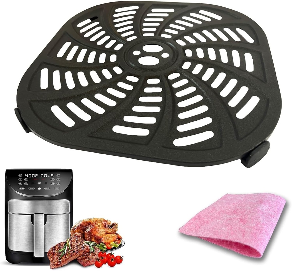 7QT Air Fryer Grill Plate for Gourmia GAF719 Digital Air Fryers, Premium Air Fryer Grill Pan Crisper Tray Plate Insert Grate Rack Grid Shelf for Gourmia Air Fryer, Nonstick, Dishwasher Safe