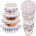 Patelai 10 Pcs Bowl Covers Reusable in 5 Size Stretch Cloth Fabric Elastic Food Storage Bowl Covers Bread Sourdough Lids for Proofing Food Fruits Leftover(Flowers Style)
