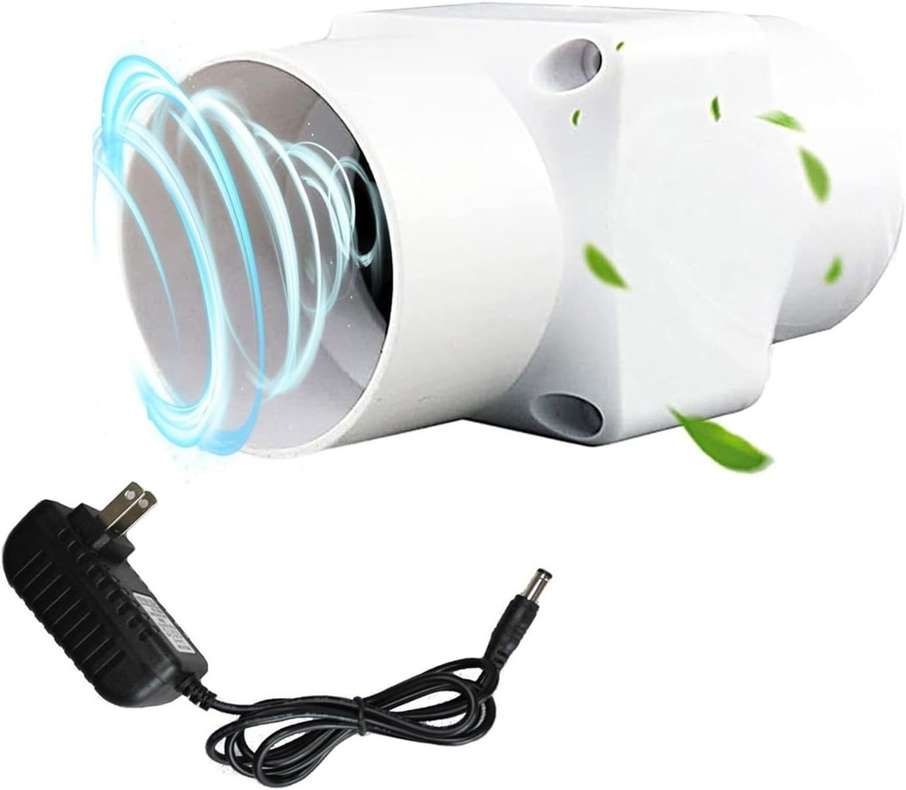 12V Inline Duct Fan 2 Inch 6W Ventilation Exhaust Booster 62 CFM 50mm Intake Fume Extractor Blower for Ducting, Bathroom, Kitchen, Grow Tents,Not Adjustable Speed