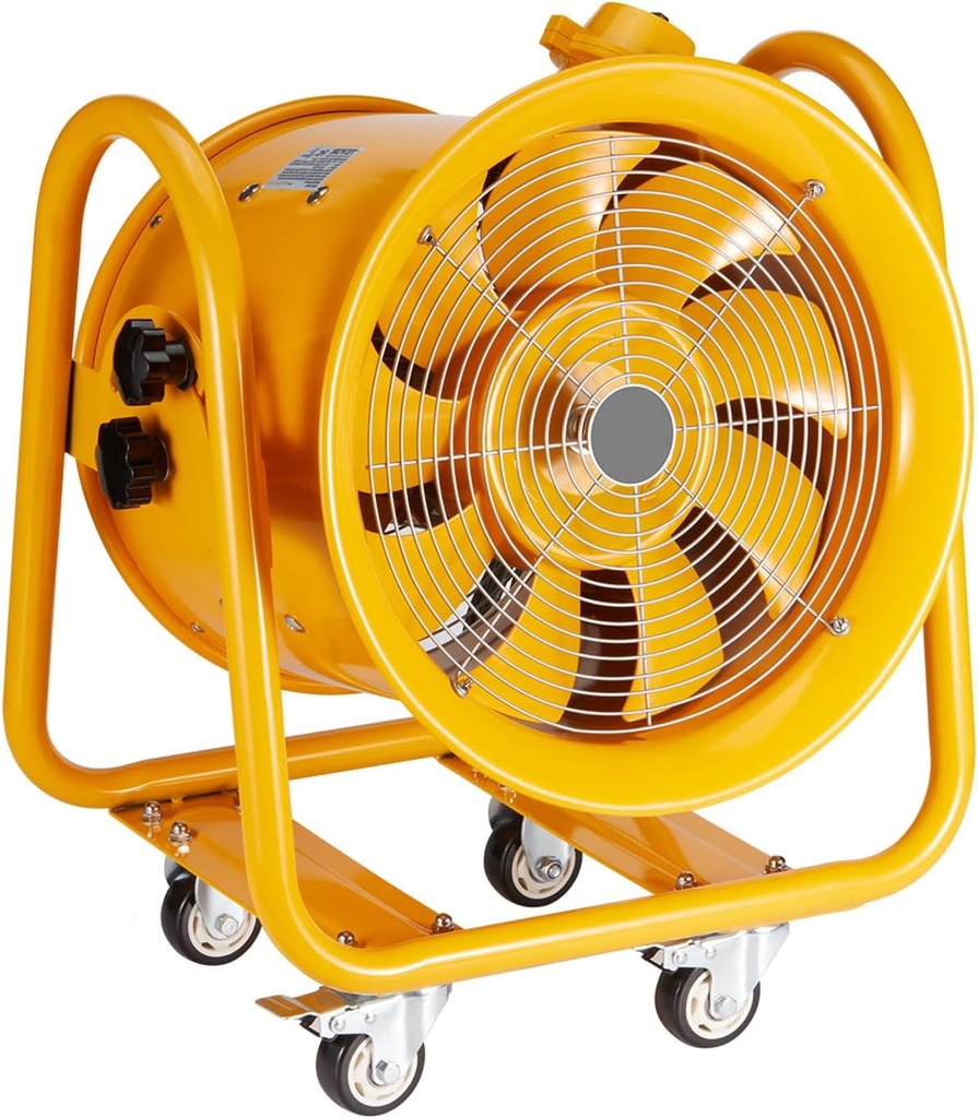 VEVOR Industrial Portable Ventilator Explosion Proof, 1100W 4240CFM High Velocity Air Mover, 16 Inch Utility Blower Exhaust Fan with 9.8ft Power Cord -No Plug for Extraction and Ventilation