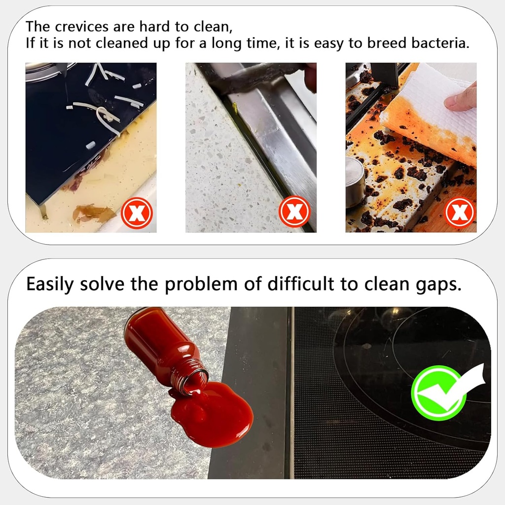 2 Pack Flexible Kitchen Stove Gap Covers, Silicone Gap Fillers Between Counter and Stovetop,Washer, Oven, Dryer, Easy to Wipe, Food grade silicone material (White,21in)