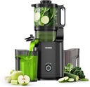 VENNXE Cold Press Juicer, Masticating Juicer with 5.7" Large Feed Chute for Whole Vegetables and Fruits, Dual Auger Juice Extractor Machines for High Juice Yield, Easy to Clean and Assemble, Black