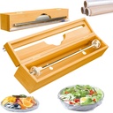 15'' Bamboo Plastic Wrap Dispenser with Cutter- Aluminum Foil Dispenser for Plastic Wrap, Parchment Paper Roll - Kitchen Wrap Dispenser with Cutter for Kitchen – Fits Up to 15'' Rolls