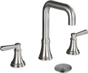 Double Handle Bathroom Faucet - Three Hole Sink Faucet in Brushed Silver with Pop-Up Drain and Water Supply Pipe