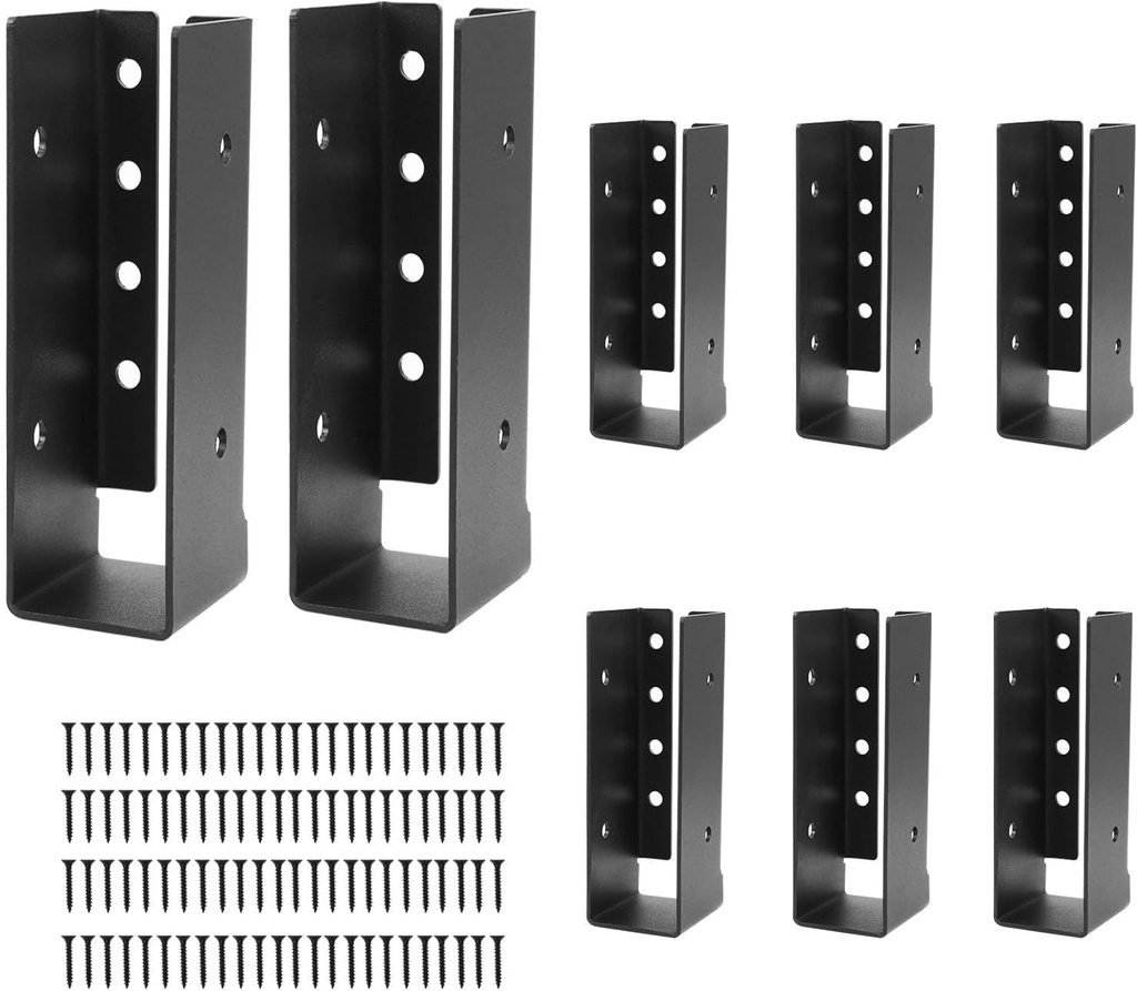 Concealed Joist Hanger 8PCS,2"" x6 Joist Brackets,Framing Bracket,Railing Brackets,Q235B Steel Powder-Coated Joist Bracket Fit for 2"" x6 Beam,Swing, Handrail,Fence