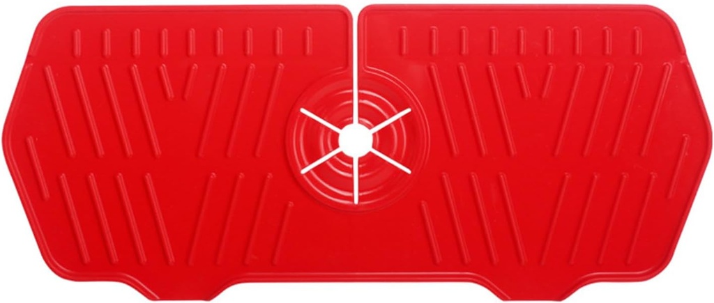 K SZKMG Kitchen Guard Faucet Mat Silicone Handle Drip Catcher Tray for Kitchen Sink Dish Soap Sponge Holder Organizer Store Sink Protector Splash Guard Cover Faucet Countertop Pad (Red)