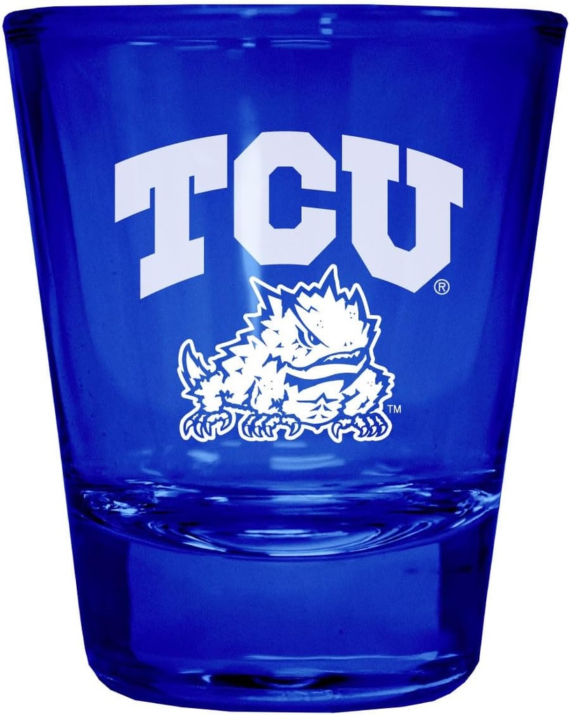 R and R Imports Texas Christian University Engraved Full Color 2 oz Shot Glass Blue Officially Licensed Collegiate Product 2-Pack