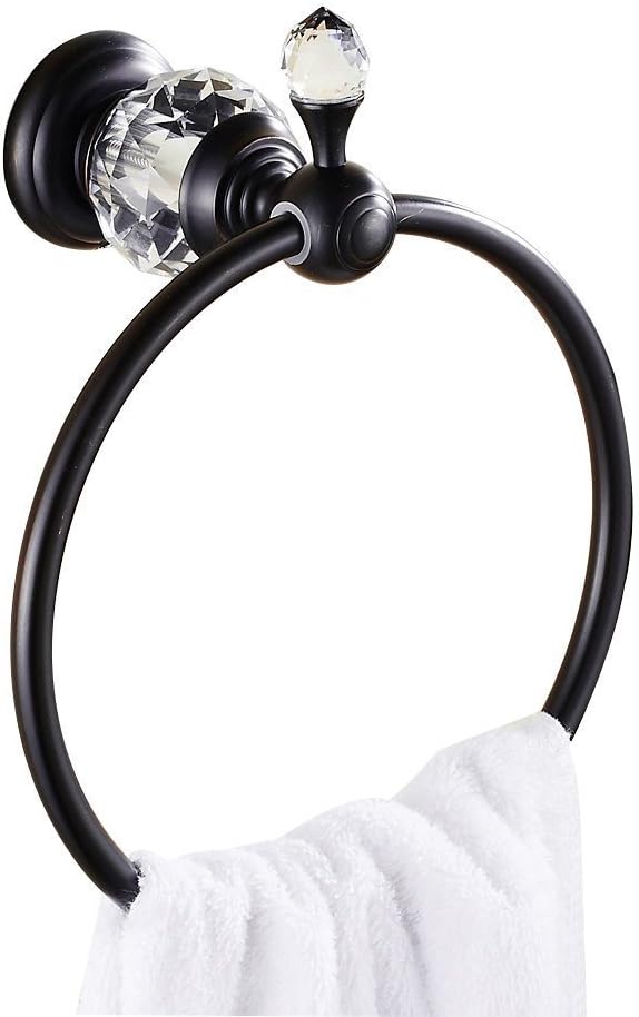 Luxury Crystal Series Oil-Rubbed Bronze Fished Batrhoom Towel Ring Holder Wall Mouted