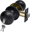 CML Hardware Matte Black Keyed Entry Door Knob for Entrance, Exterior and Interior Use, Round Ball Handle, Stainless Steel