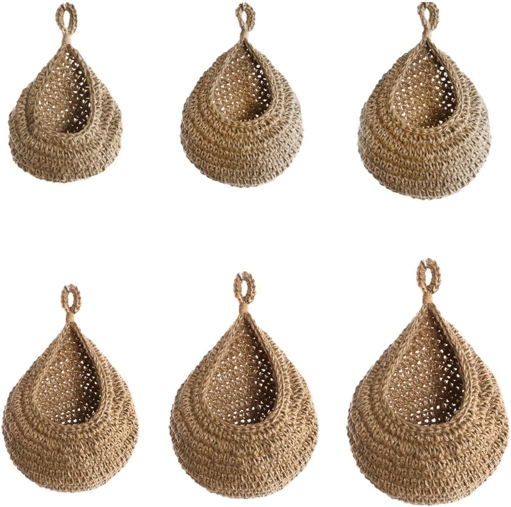 Qianly 6Pcs Kitchen Hanging Fruit Baskets Weaving Sturdy for Garlic Onion Storage Multifunctional