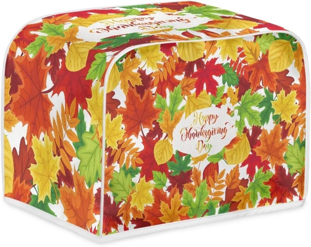 Fall Maple Leaves Toaster Dust Cover Countertop Appliance Cover,Washable 2 Slice Toasters Covers, Waffles Maker Oven Dust Cover Women Gift Thanksgiving Decor(Yellow)