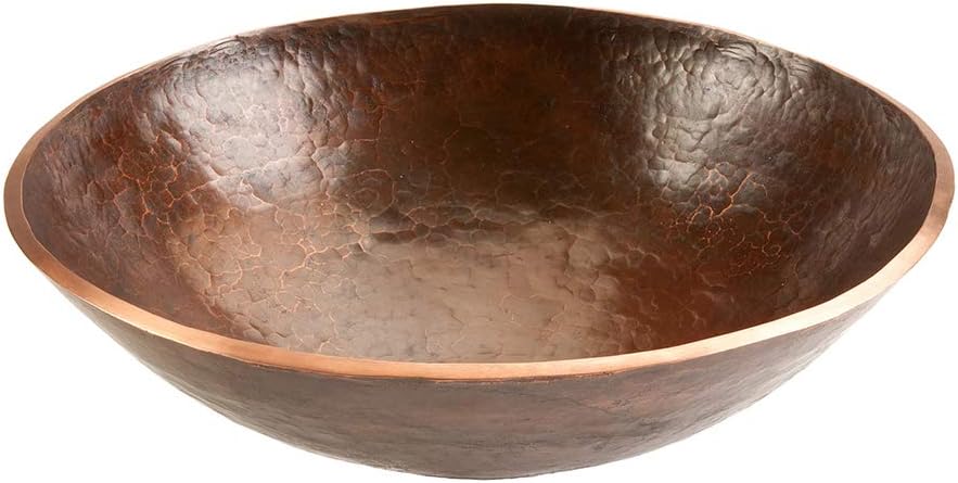 Premier Copper Products PV16RDB 16-Inch Round Hand Forged Old World Copper Vessel Sink, Oil Rubbed Bronze
