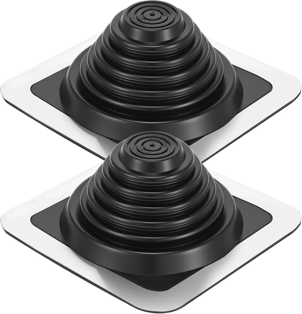 2 Pcs Metal roof 8 Inch Vent Boot Chimney Flashing roof Jack Pipe Vent for Pipe Diameters 1/4-5-3/4 Sleeve Square Base Stove