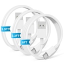 Car Carplay Cable for iPhone 17 16 15 Pro Plus Pro Max Air，3-Pack [3.3FT+3.3FT+6FT] USB A to USB C Cable for iPhone 17 16 15，for iPad Pro/Air/Mini，for Galaxy S25 S24，for MacBook Pro/Air and More