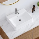 20" x 16" Bathroom Sink Vessel Rectangular, Eridanus Wall Mounted Sinks Above Counter Vanity Basin Bowl, Modern Floating Trough Washbasin for Bathroom, White Ceramic Glass Porcelain