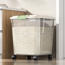 Food-Grade Rice Storage Container with Measuring Cup/Wheels – Airtight, Anti-Insect, Moisture-Proof Bin for Rice, Flour, Pet Food – Large Kitchen & Pantry Organizer (02,33 lbs(with wheels))