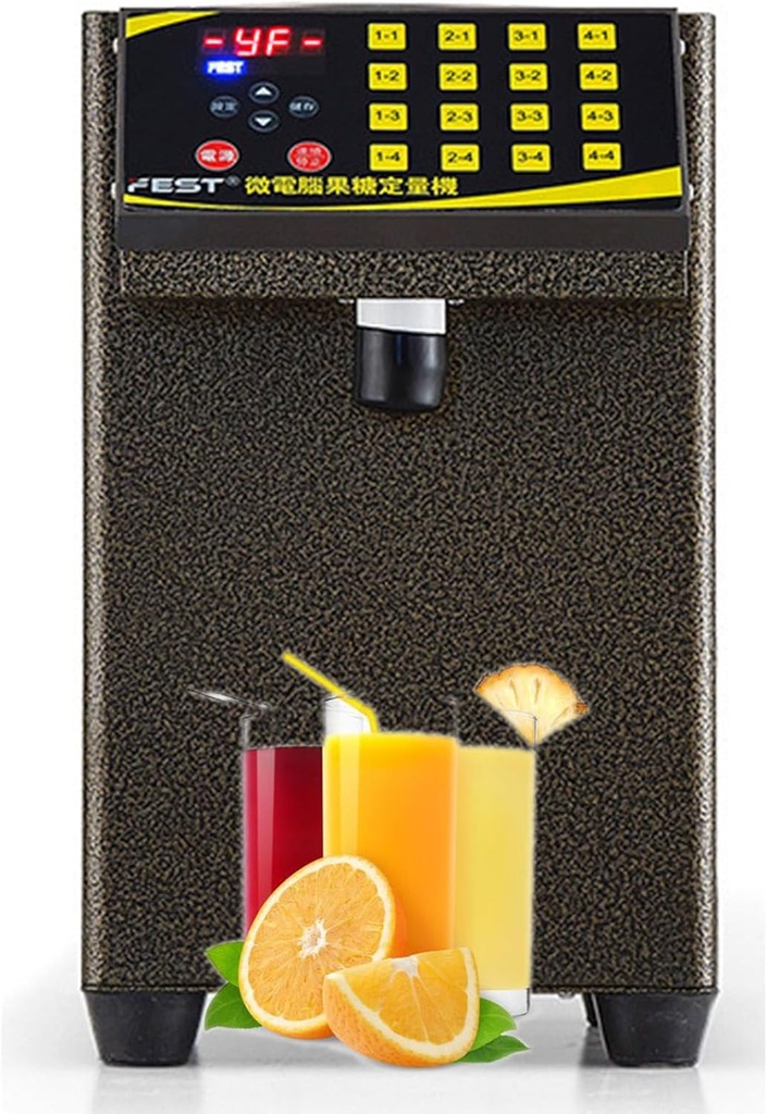 Fructose Quantitative Machine for Commercial, 8.5L High Capacity Stainless Steel Syrup Dispenser, Automatic Fructose Dispenser for Bubble Tea Shop, Bakery,Gold