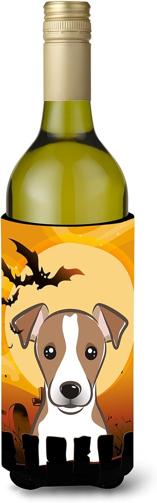 Caroline's Treasures BB1818LITERK Halloween Jack Russell Terrier Wine Bottle Hugger Bottle Cooler Sleeve Hugger Machine Washable Collapsible Insulator Beverage Insulated Holder