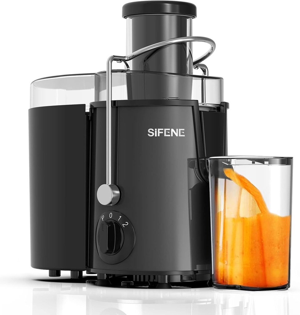 SiFENE Juicer Machines, Big Mouth Large 3” Feed Chute for Whole Fruits and Vegetables, Centrifugal Extractor, Easy to Clean, Non-BPA, Gray