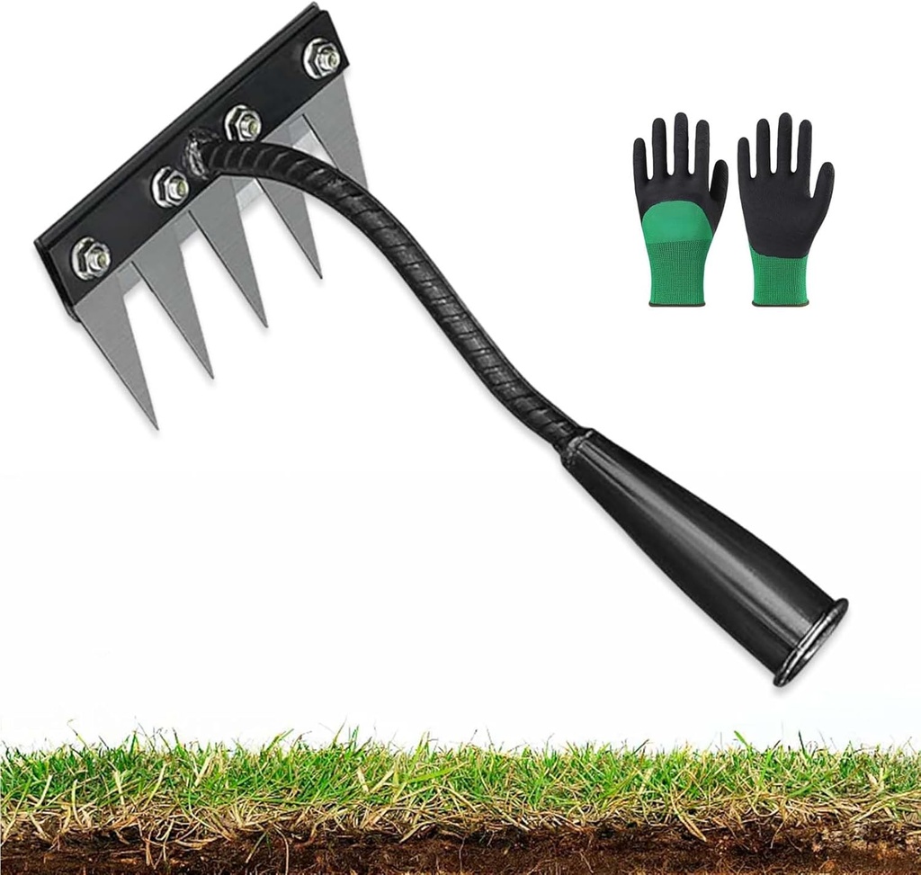 2025 Upgraded Iron Rake 2.0, 5/6/7/8 Teeth Iron Rake for Gardening and Weeding, Gardening Hand Weeder Tools for Backyard Lawn Loosening Planting Weeding (5 Teeth)