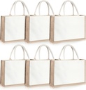 6 Pack Burlap Tote Bags Gift Tote with Handle Reusable Jute Gift Bags Beach Bag Grocery Shopping Bag for DIY Wedding Bridesmaid, 14.7'' x 9.8'' x 4.5''