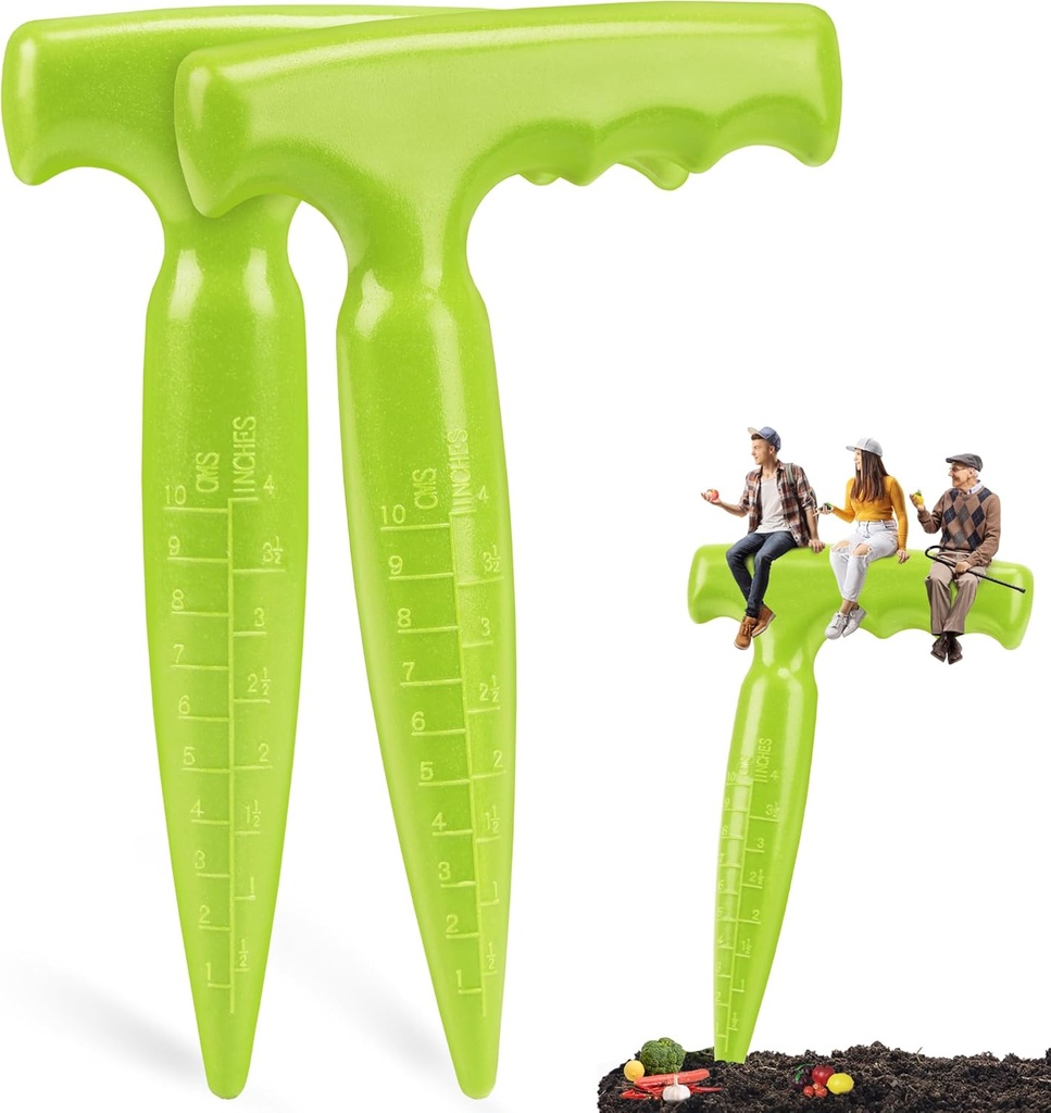 2pcs Seed Planter Tool, 6.9" Dibber Garden Tool, Plastic Seed Dibbler for Planting, Bulb Digger Garden Planter with Handle for Sowing Seeds, Planting, Bulbs, Digging (Light Green)