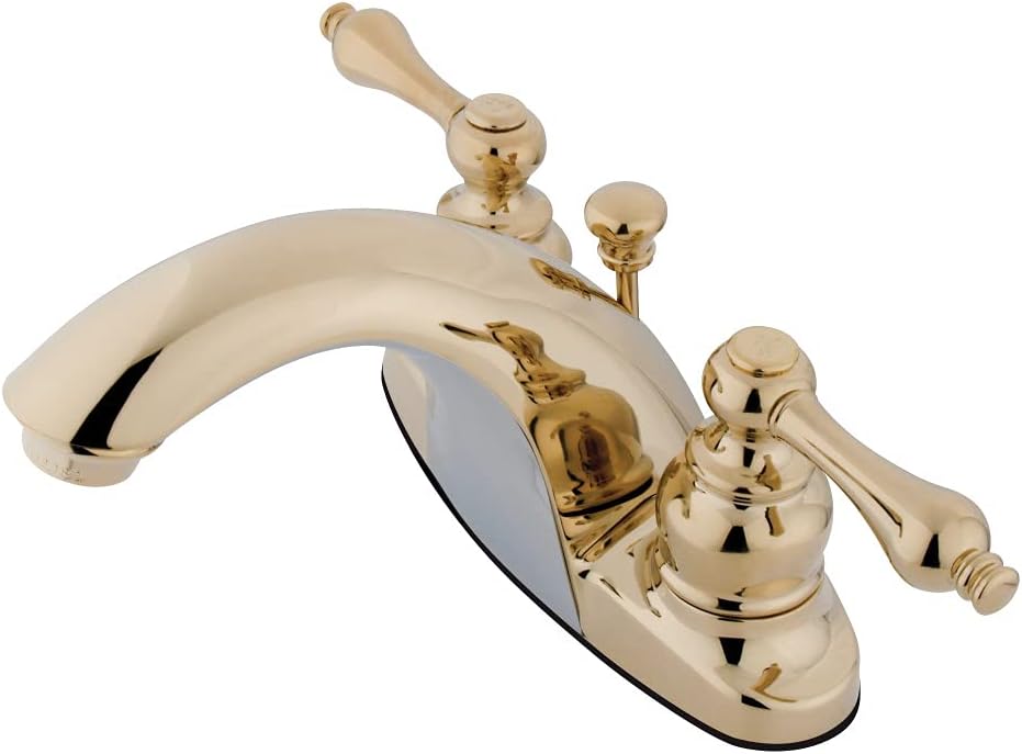 Kingston Brass GKB7642AL English Country 4-inch Centerset Lavatory Faucet with Retail Pop-up, Polished Brass
