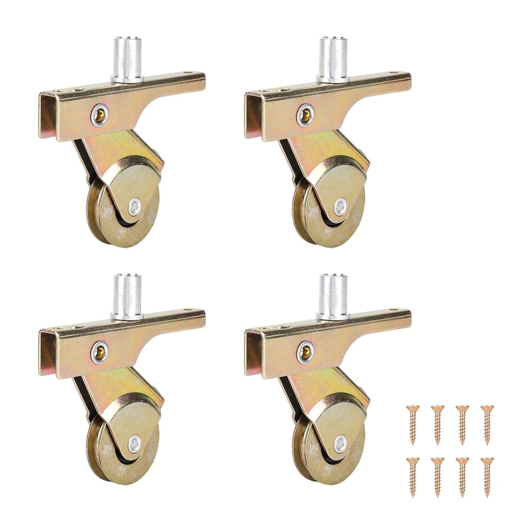 4pcs Sliding Screen Door Rollers for Bay Mills Doors, Heavy Duty Screen Door Wheel Hardware Replacement Parts with Spring-Loaded Arm & 1" Roller for DIY Repair, Replaces B701/B702/B814 Top/Bottom