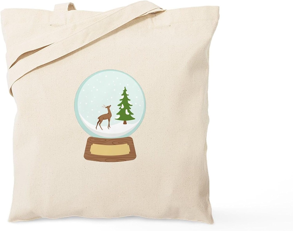 CafePress Winter Snow Globe Tote Bag Reusable Natural Beige Canvas Shopping Bag