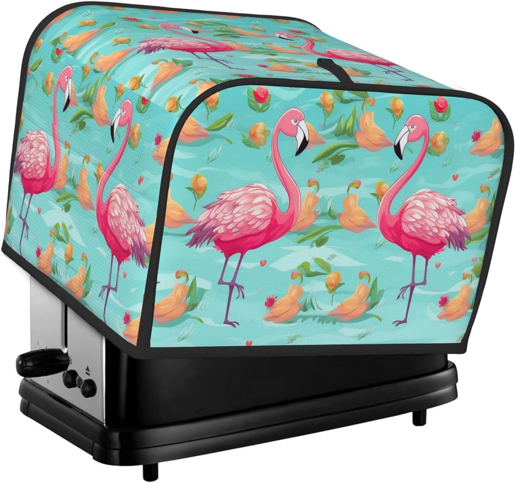 4 Slice Toaster Covers Bread Machine Cover Quilted Dustproof Fingerprint Protectors Small Washable Appliance Cover Elegant Flamingo Bread Maker Dust Protection Universal Size