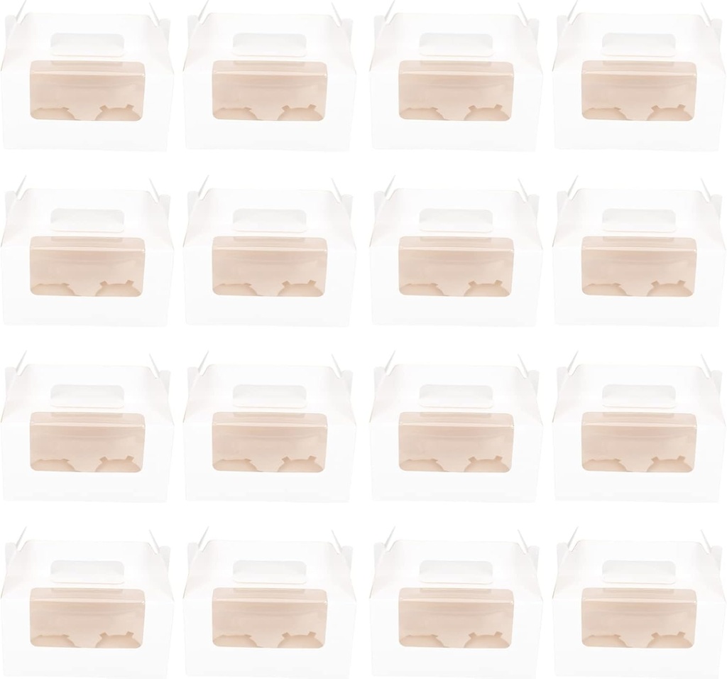 Hemoton 16pcs Transparent Muffin Cake Boxes Window Versatile Pastry Packaging for Cookies and Desserts Paper Material for Parties and Events