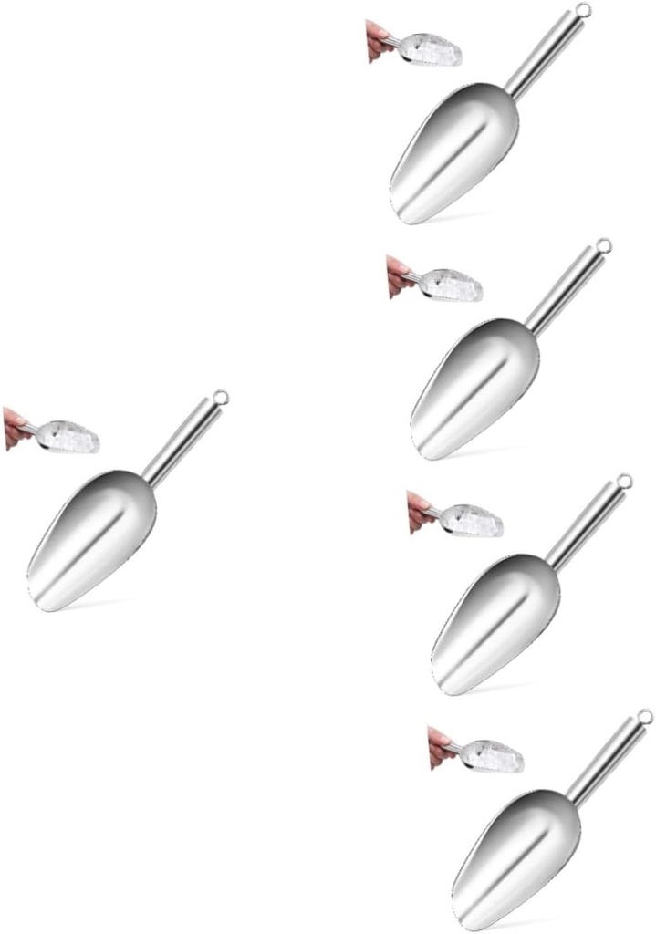 5pcs Stainless Steel Pet Food Scoop Thick Ice Scoop for Dried Foods Candy and Grains Ergonomic Handle Versatile Kitchen Utensil for Home and Restaurant Use