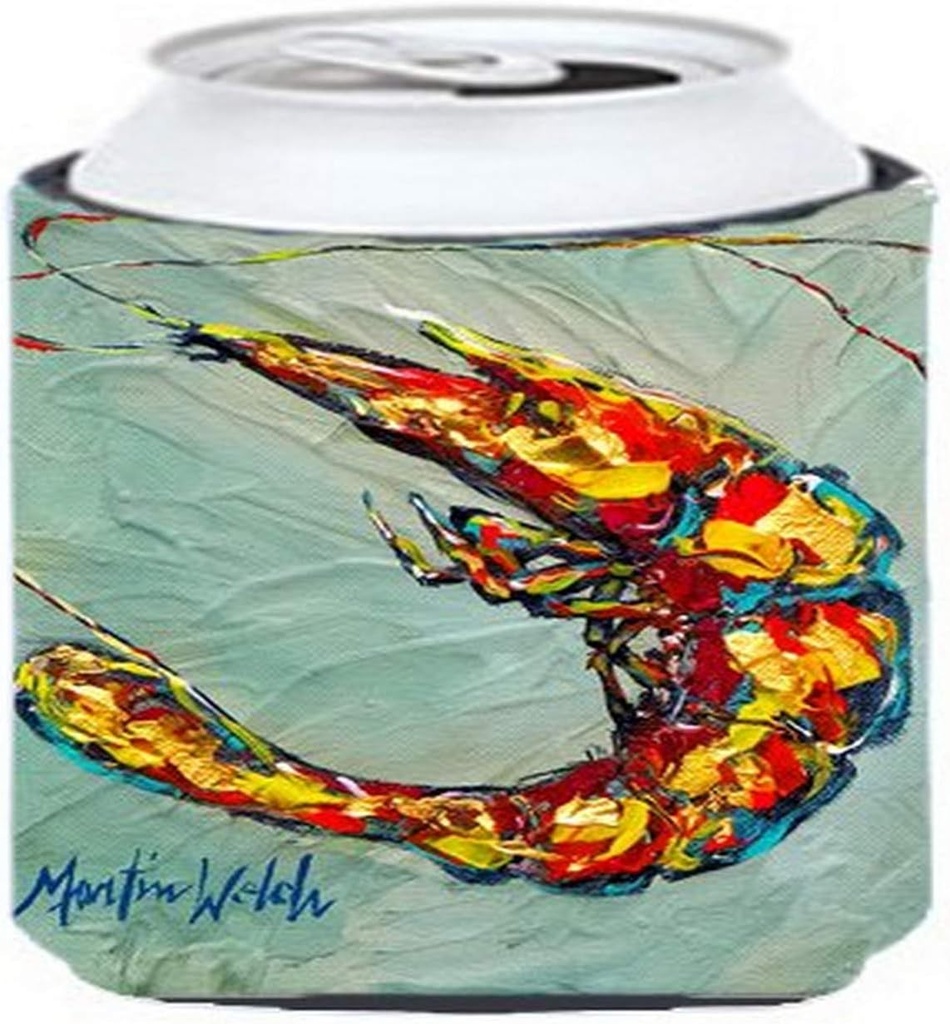 Caroline's Treasures MW1054CC Shrimp Ripples Can or Bottle Hugger Cooler Washable Drink Sleeve Collapsible Beverage Insulated Holder, Can Hugger, Multicolor