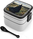 The Witch of Darkness Bento Box with Spoon, 2-layer Stackable Lunch Box Leak Proof with Invisible Handle, Insulated Food Storage for Office, Picnic & Travel