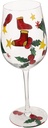 Ciieeo Hand-painted Christmas Pattern Goblet Colorful Wine Glass for Red Multi-purpose High-stem Glass for Parties Weddings Home Use
