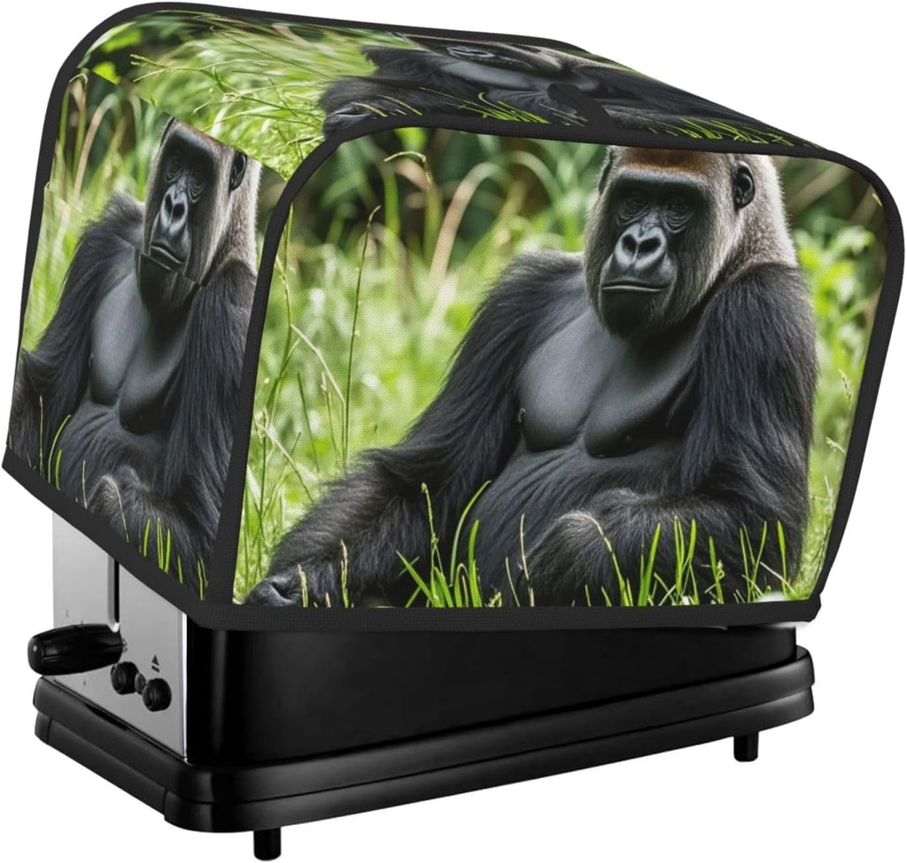 Gorilla In The Grass 2 Slice Toaster Covers Dustproof Splash-Proof Bread Machine Cover Fingerprint Protectors Small Washable Kitchen Appliance Cover Universal Size