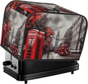 Red London Street Toaster Cover 2 Slice, Bread Machine Covers Quilted Toaster Dust Cover Universal Size Kitchen Small Appliance Cover With Top Handle