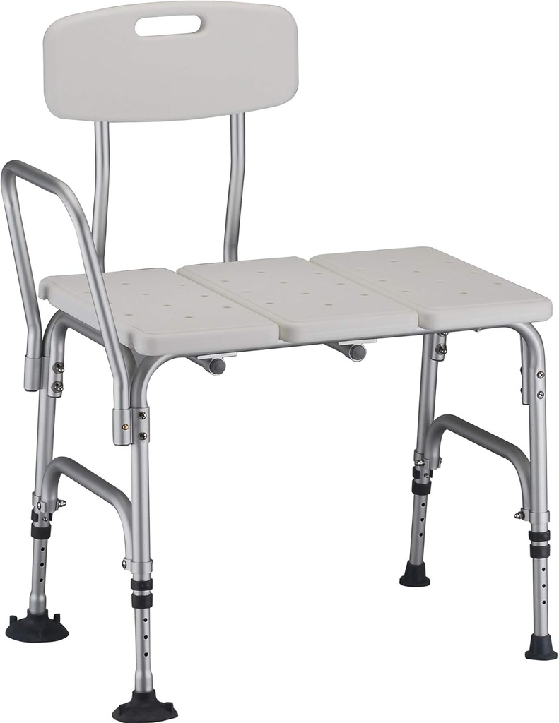 NOVA Medical Products Heavy Duty Tub Transfer Bench for Bath or Shower with 500 lb. Weight Capacity, Backrest is Removable and Reversible, White