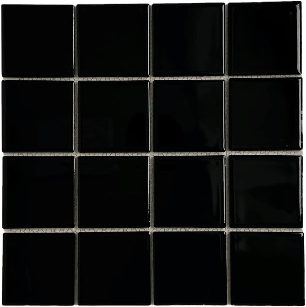 Tenedos 5 sq.ft. Black 3x3 Inches Porcelain Tile – Polished Square Mosaic for Swimming Pools, Spas, Showers, Kitchen Backsplash, Countertops, Bathroom Walls & Floors