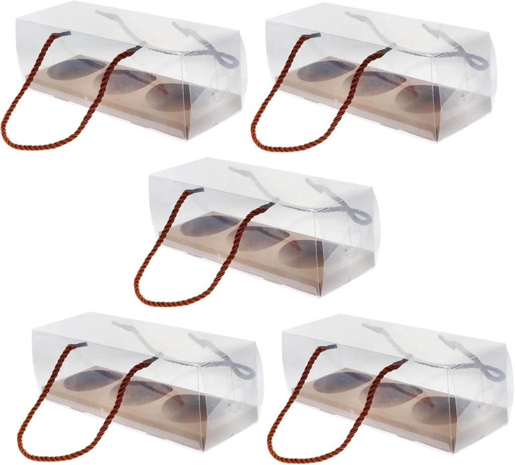 Alipis 10Pcs Transparent Cake Boxes with Handle Portable Bakery Packaging for Egg Yolk Biscuits Sealing Leak Reusable Dessert Takeaway Containers