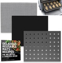 Reusable Liners for Toaster Oven Air Fryer 9 x 11 Accessories Compatible with Breville, Black & Decker, Cuisinart, Emeril Lagasse + More, Perforated Non-Stick Mats for Baking, Cooking, Oven Rack