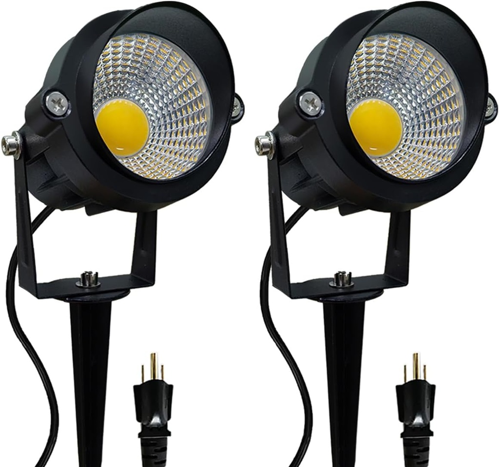 LED Outdoor Landscape Spotlight - 120V 12W Warm White Waterproof Spot Lights for Yard House Flag Tree, Lighting Decorations for Christmas Halloween(2 Pack)