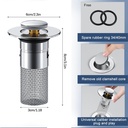 Bathroom Sink Drain Strainer, Pop Up Sink Drain Filter with Removable Stainless Steel Filter Basket Hair Catcher, Suitable for washbasins, bathroom spouts (2-pcs)