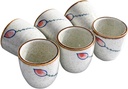 Porcelain Sake Cups Set of 6, Japanese Wine Cups